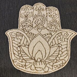 Intricate Beaded Hamsa plate charger made India
